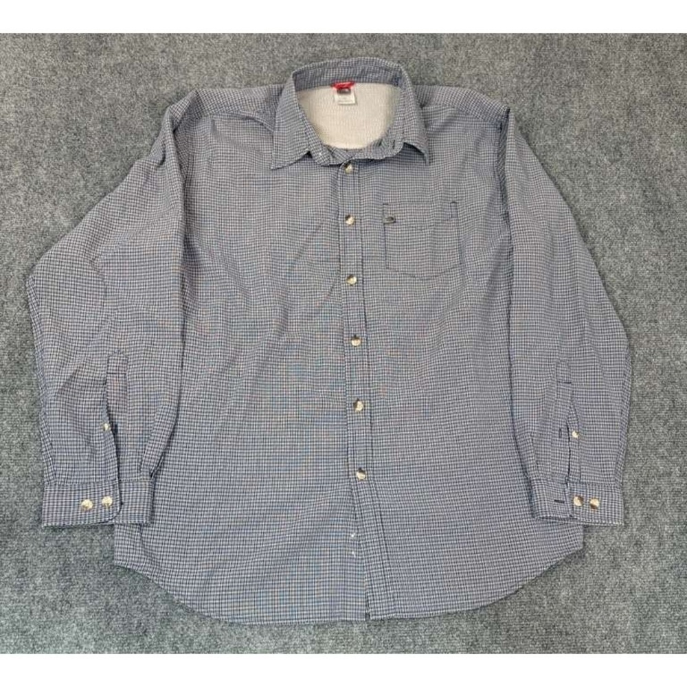 The North Face‎ Shirt Mens Large Blue Plaid Long Sleeve Button Up Vented Hiking